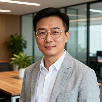 球琛创始人兼CEO张磊的头像照片，他是一位约35岁的中国男性，戴着眼镜，穿着商务休闲装，背景是办公室